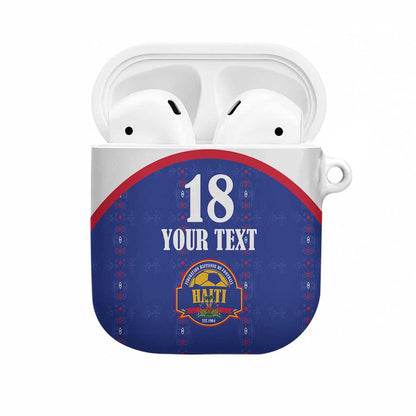 Custom Afro-Haitians Football Pride AirPods Case Les Grenadiers Veve Vodou Blue Version
