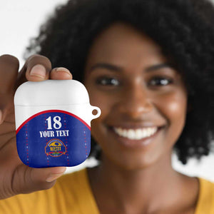 Custom Afro-Haitians Football Pride AirPods Case Les Grenadiers Veve Vodou Blue Version