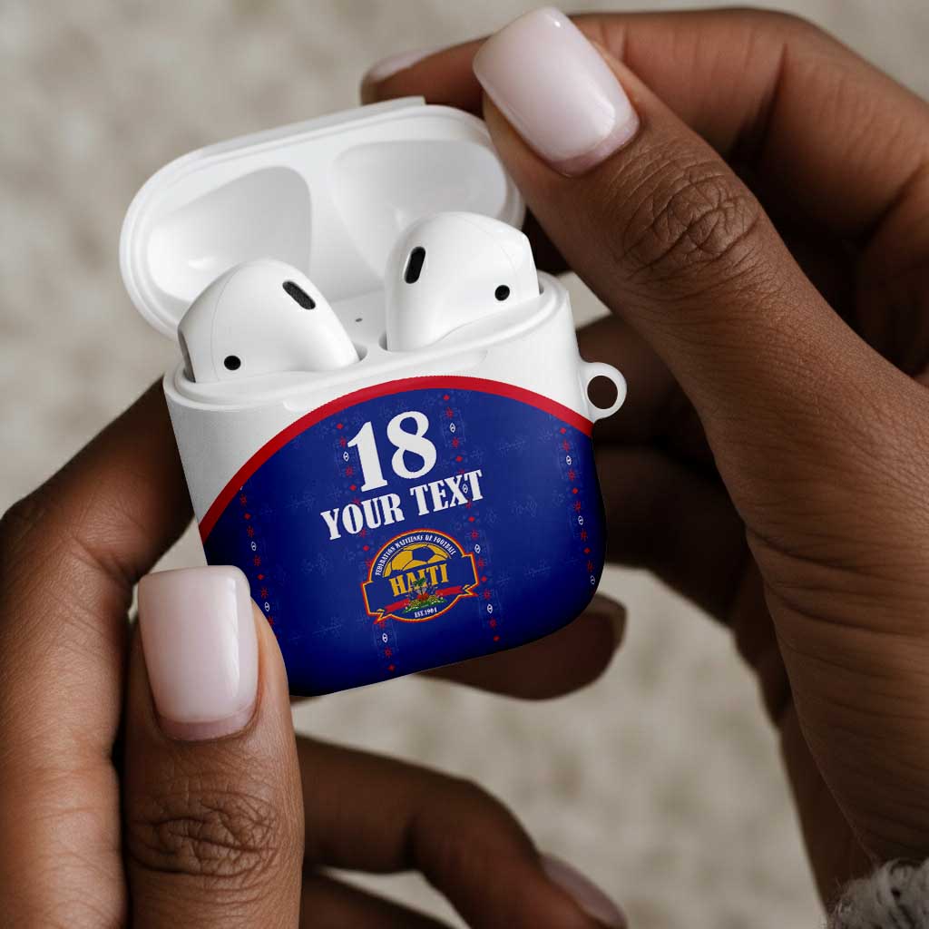 Custom Afro-Haitians Football Pride AirPods Case Les Grenadiers Veve Vodou Blue Version