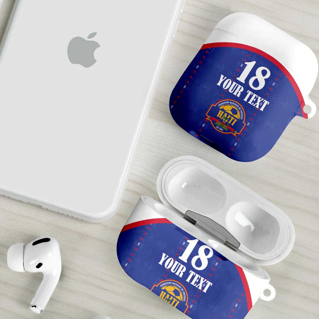 Custom Afro-Haitians Football Pride AirPods Case Les Grenadiers Veve Vodou Blue Version