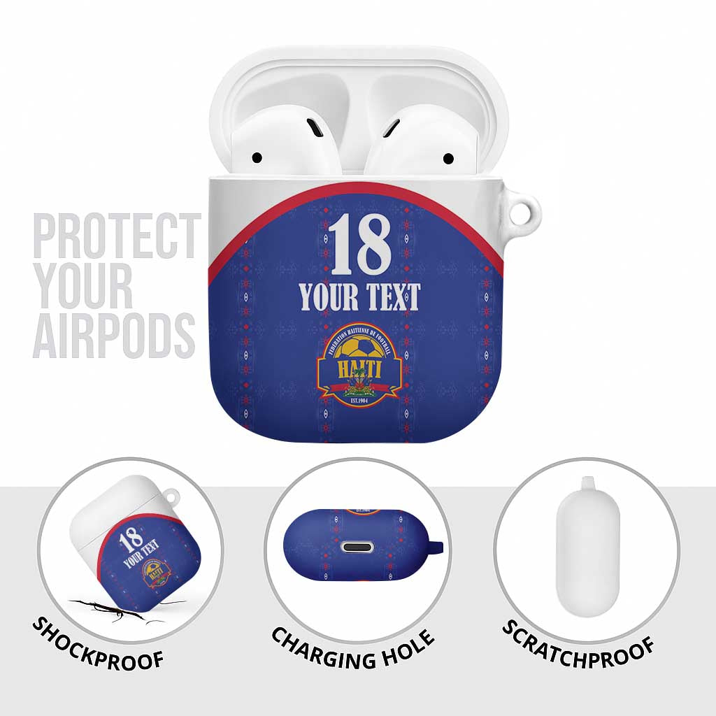 Custom Afro-Haitians Football Pride AirPods Case Les Grenadiers Veve Vodou Blue Version