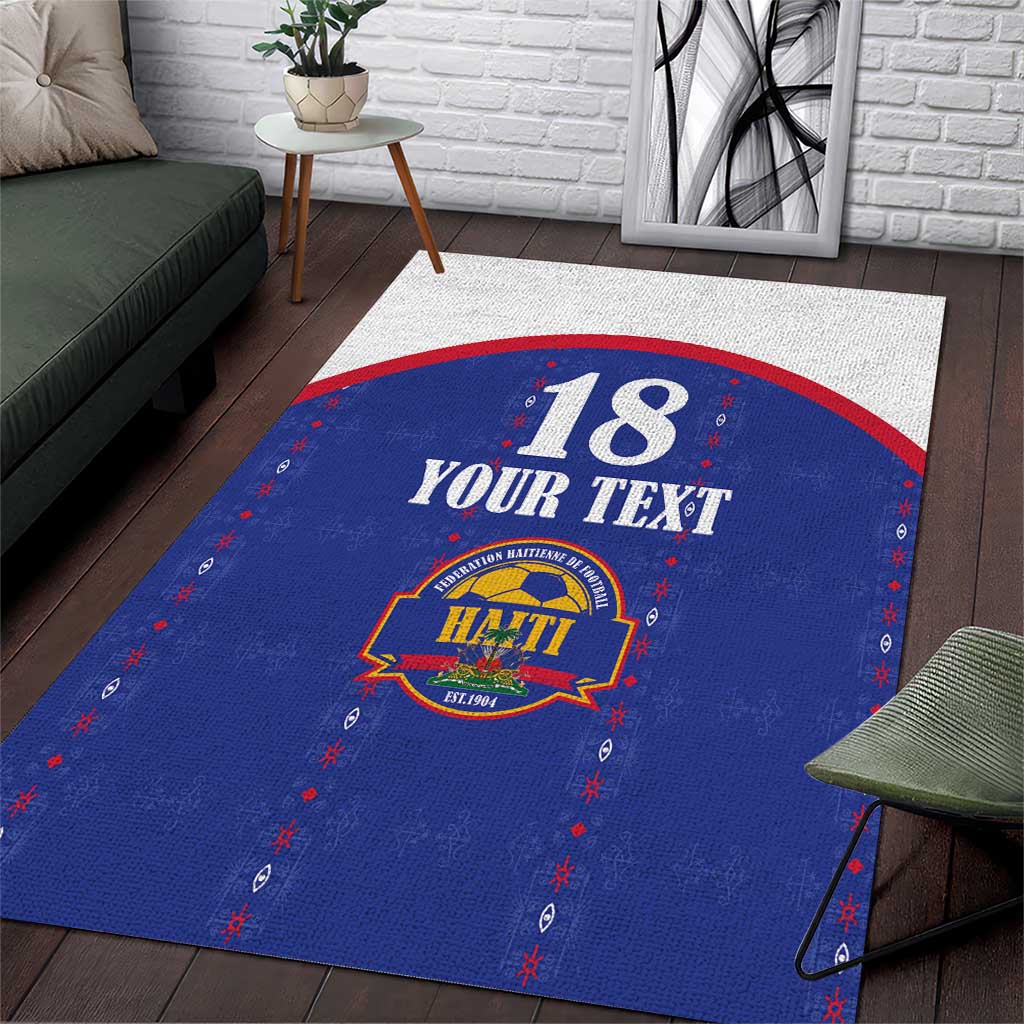 Custom Afro-Haitians Football Pride Area Rug Les Grenadiers Veve Vodou Blue Version - African Pride