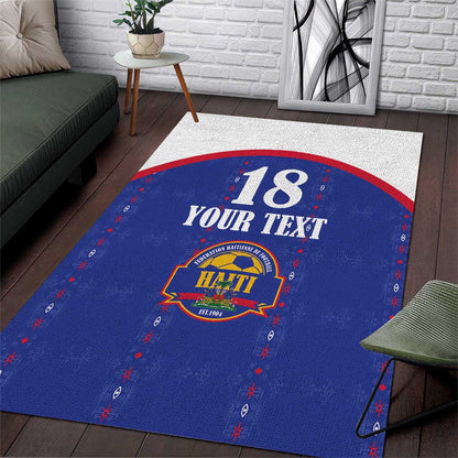 Custom Afro-Haitians Football Pride Area Rug Les Grenadiers Veve Vodou Blue Version - African Pride