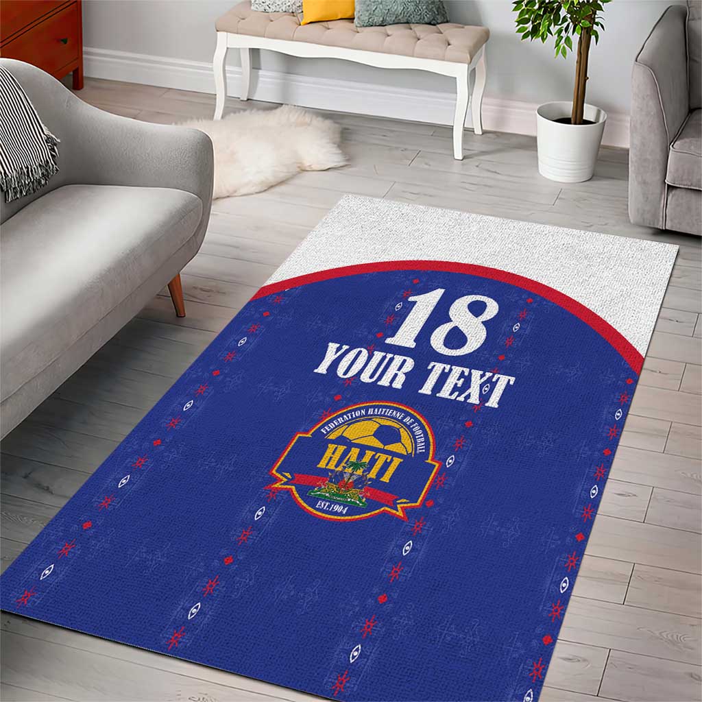 Custom Afro-Haitians Football Pride Area Rug Les Grenadiers Veve Vodou Blue Version - African Pride