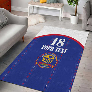 Custom Afro-Haitians Football Pride Area Rug Les Grenadiers Veve Vodou Blue Version - African Pride