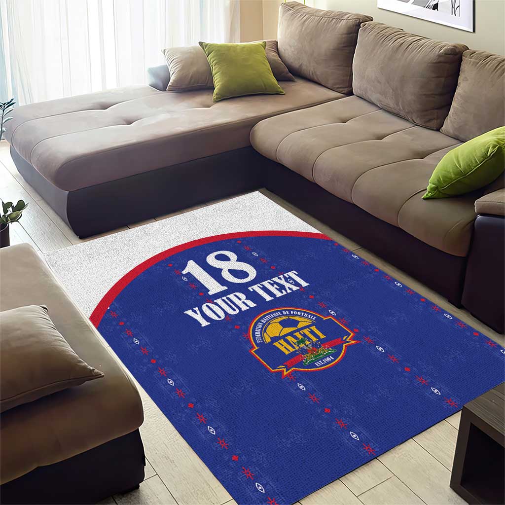 Custom Afro-Haitians Football Pride Area Rug Les Grenadiers Veve Vodou Blue Version - African Pride