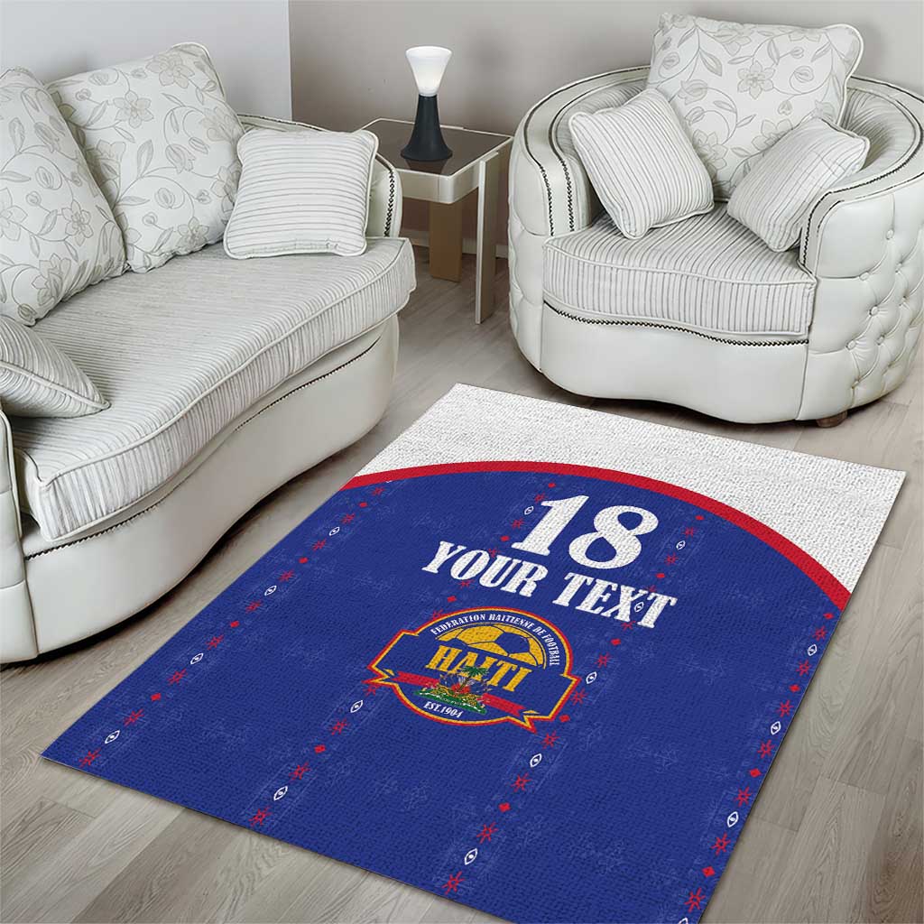 Custom Afro-Haitians Football Pride Area Rug Les Grenadiers Veve Vodou Blue Version - African Pride
