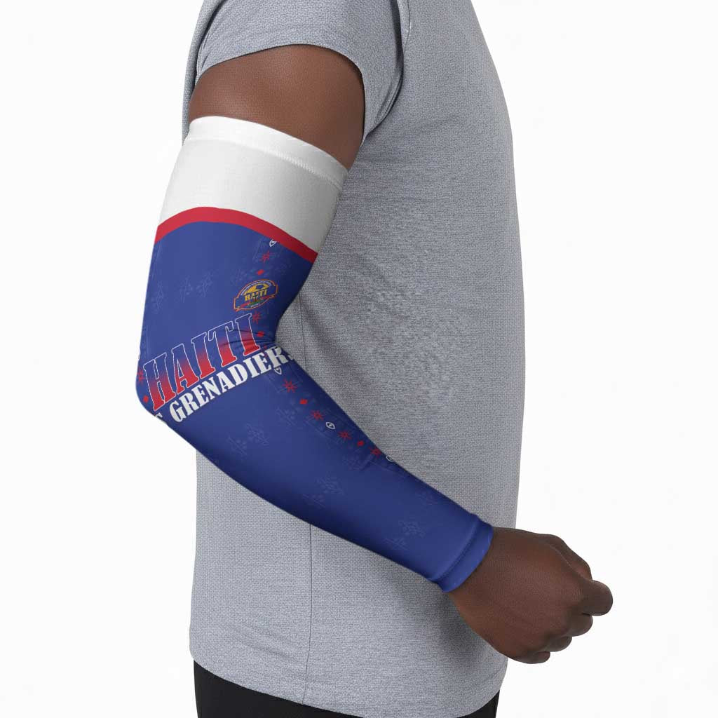 Custom Afro-Haitians Football Pride Arm Sleeves Les Grenadiers Veve Vodou Blue Version