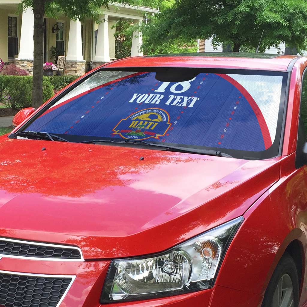 Custom Afro-Haitians Football Pride Auto Sun Shade Les Grenadiers Veve Vodou Blue Version