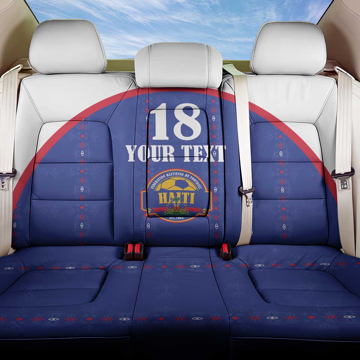 Custom Afro-Haitians Football Pride Back Car Seat Cover Les Grenadiers Veve Vodou Blue Version - African Pride