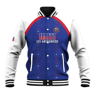 Custom Afro-Haitians Football Pride Baseball Jacket Les Grenadiers Veve Vodou Blue Version - African Pride