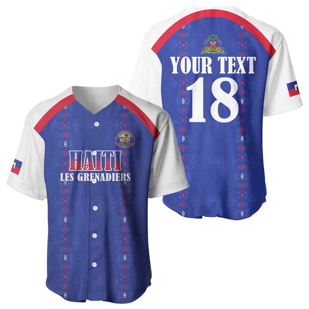 Custom Afro-Haitians Football Pride Baseball Jersey Les Grenadiers Veve Vodou Blue Version LT18