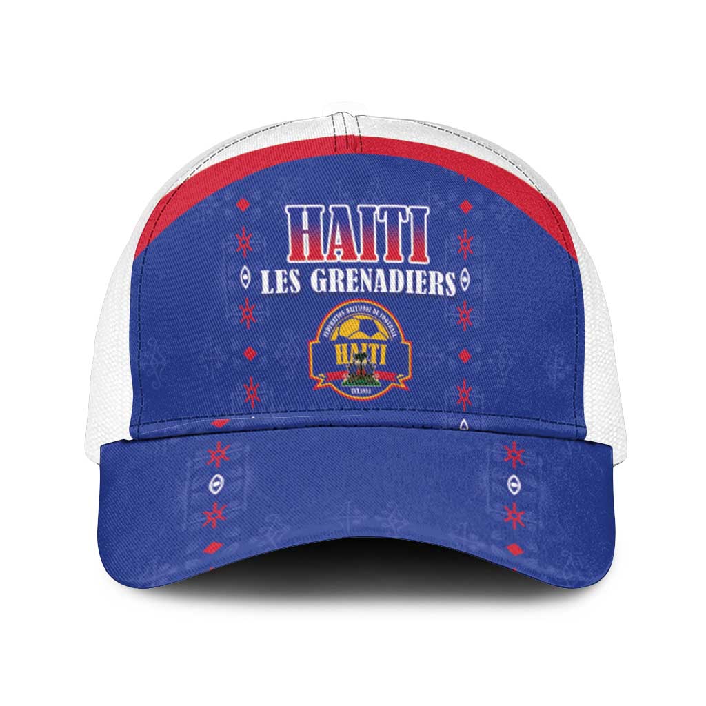 Afro-Haitians Football Pride Baseball Net Cap Les Grenadiers Veve Vodou Blue Version - African Pride