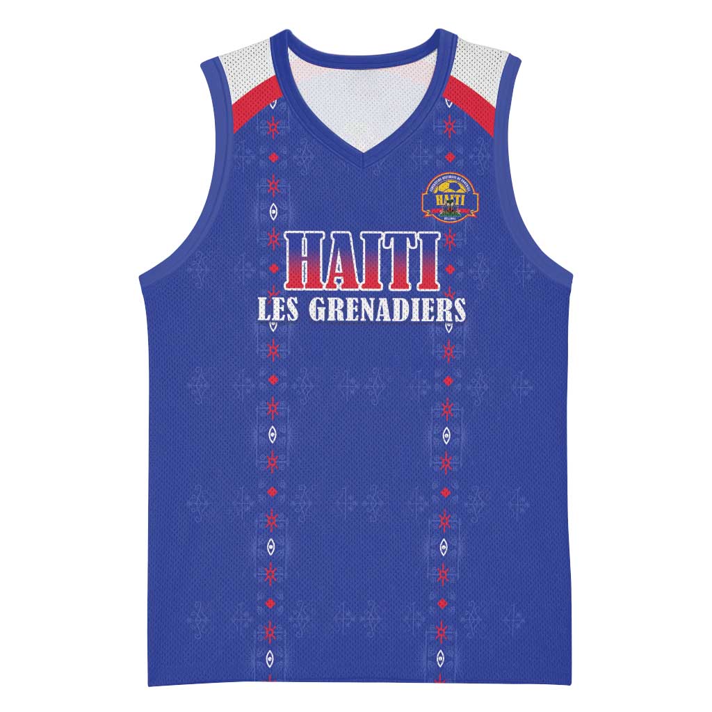 Custom Afro-Haitians Football Pride Basketball Jersey Les Grenadiers Veve Vodou Blue Version - African Pride