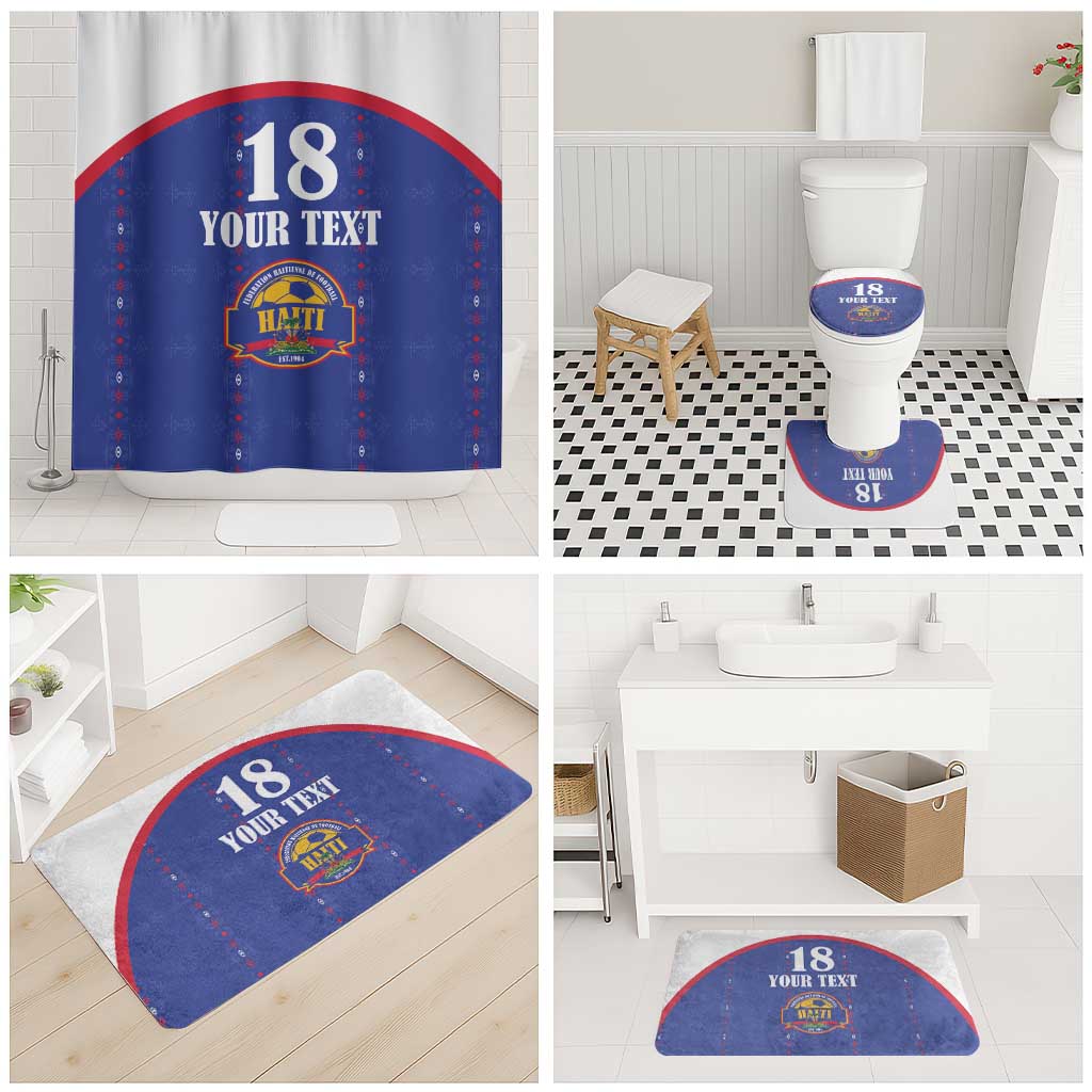 Custom Afro-Haitians Football Pride Bathroom Set Les Grenadiers Veve Vodou Blue Version