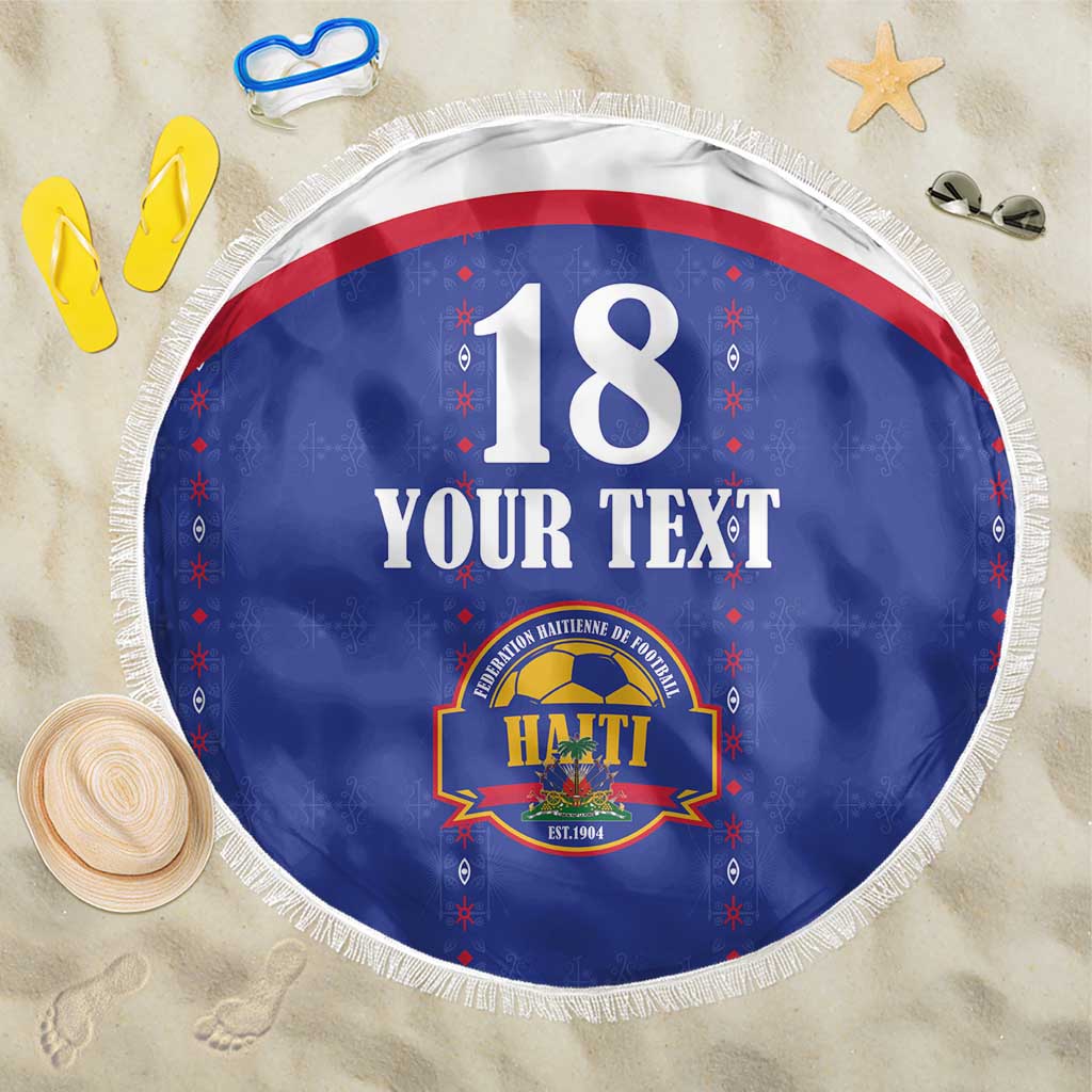 Custom Afro-Haitians Football Pride Beach Blanket Les Grenadiers Veve Vodou Blue Version - African Pride