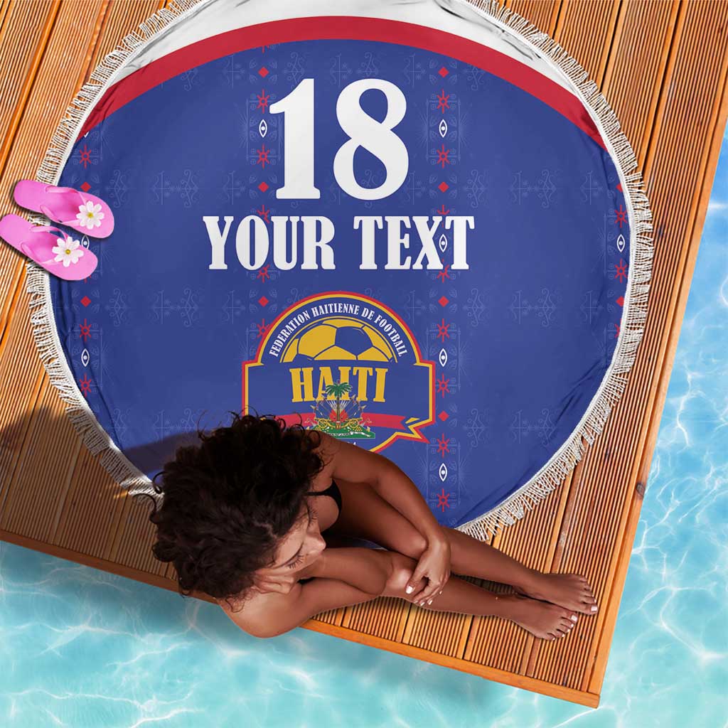 Custom Afro-Haitians Football Pride Beach Blanket Les Grenadiers Veve Vodou Blue Version - African Pride