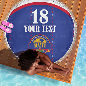 Custom Afro-Haitians Football Pride Beach Blanket Les Grenadiers Veve Vodou Blue Version - African Pride