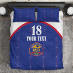 Custom Afro-Haitians Football Pride Bedding Set Les Grenadiers Veve Vodou Blue Version - African Pride
