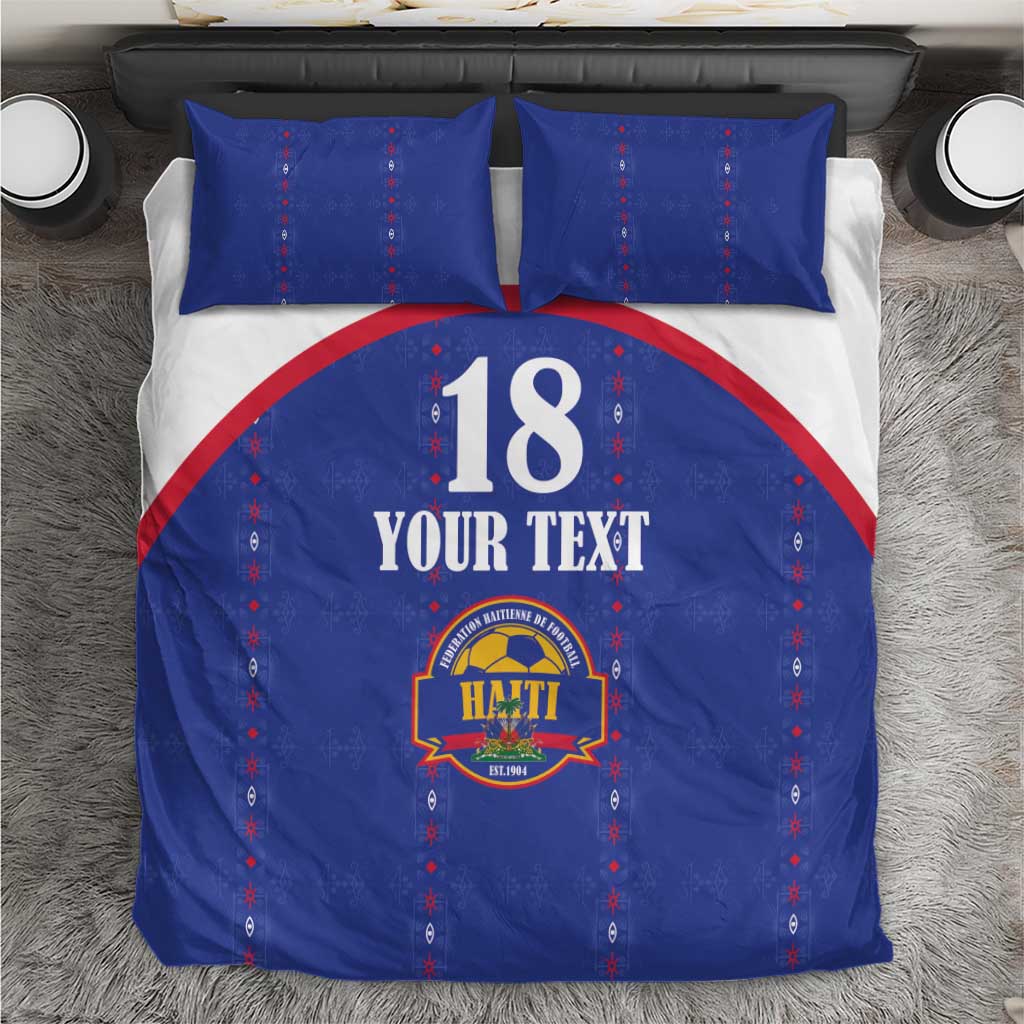Custom Afro-Haitians Football Pride Bedding Set Les Grenadiers Veve Vodou Blue Version - African Pride