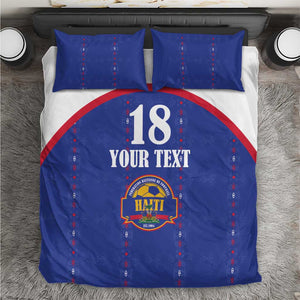 Custom Afro-Haitians Football Pride Bedding Set Les Grenadiers Veve Vodou Blue Version - African Pride