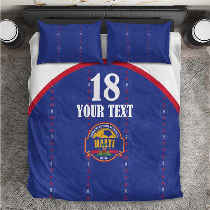 Custom Afro-Haitians Football Pride Bedding Set Les Grenadiers Veve Vodou Blue Version - African Pride