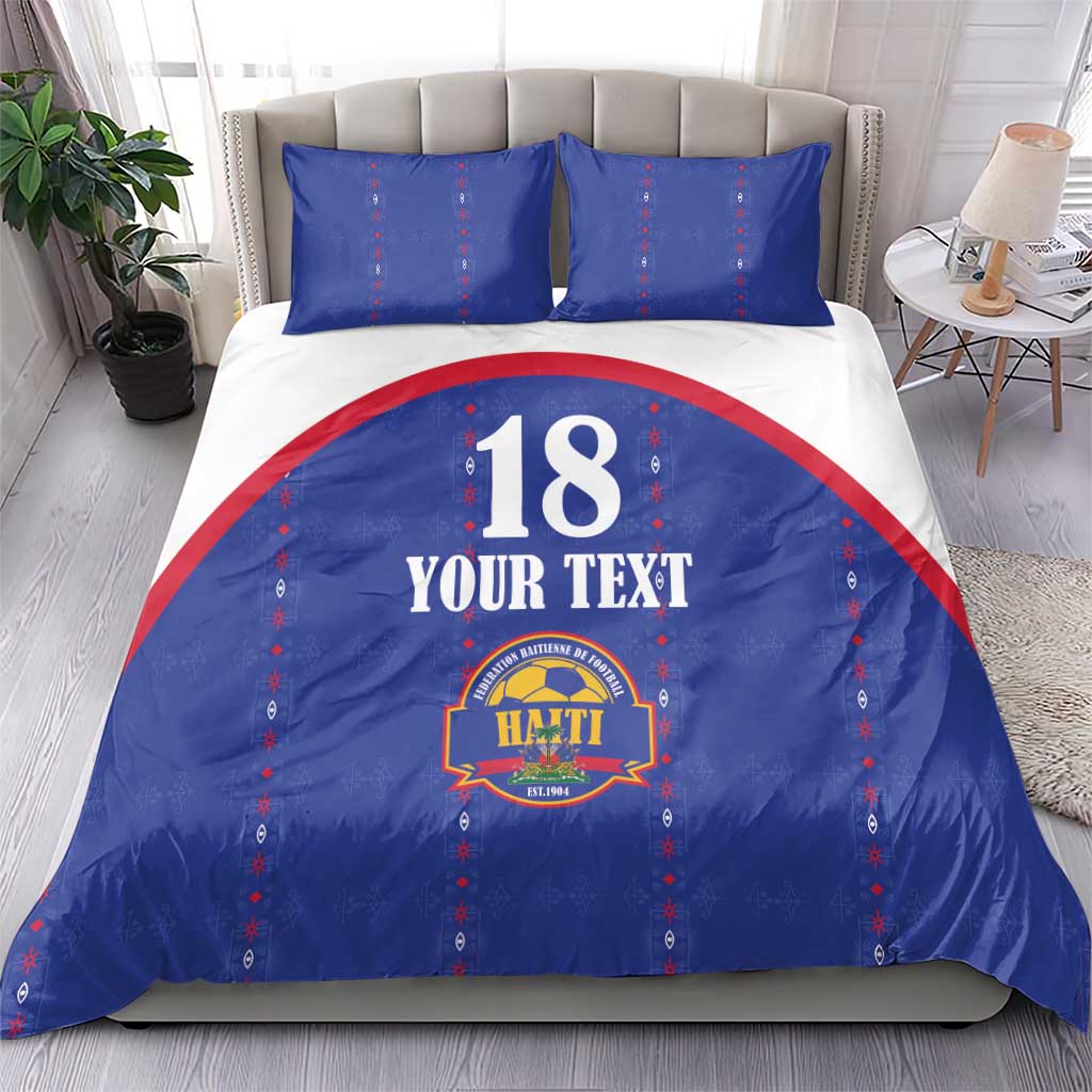 Custom Afro-Haitians Football Pride Bedding Set Les Grenadiers Veve Vodou Blue Version - African Pride