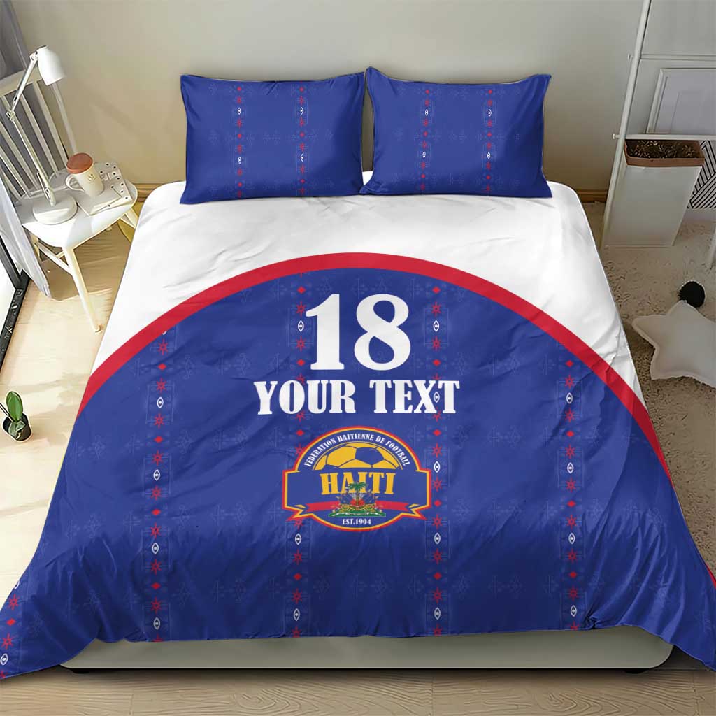 Custom Afro-Haitians Football Pride Bedding Set Les Grenadiers Veve Vodou Blue Version - African Pride