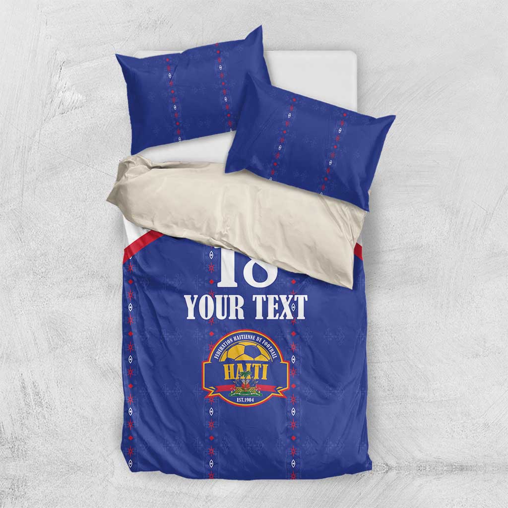 Custom Afro-Haitians Football Pride Bedding Set Les Grenadiers Veve Vodou Blue Version - African Pride