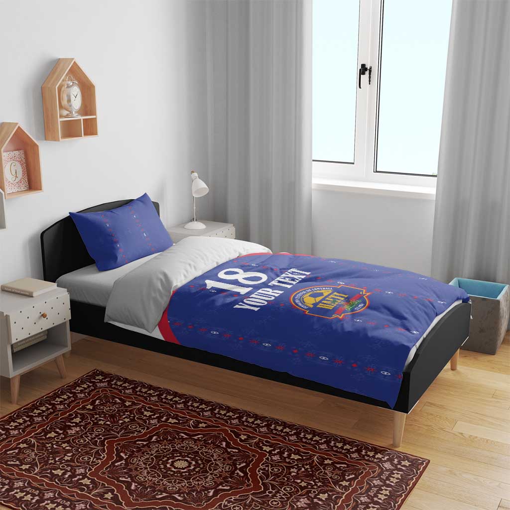 Custom Afro-Haitians Football Pride Bedding Set Les Grenadiers Veve Vodou Blue Version - African Pride