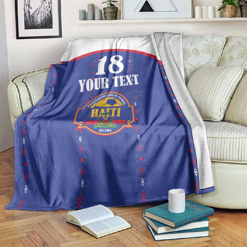 Custom Afro-Haitians Football Pride Blanket Les Grenadiers Veve Vodou Blue Version - African Pride