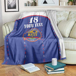 Custom Afro-Haitians Football Pride Blanket Les Grenadiers Veve Vodou Blue Version - African Pride