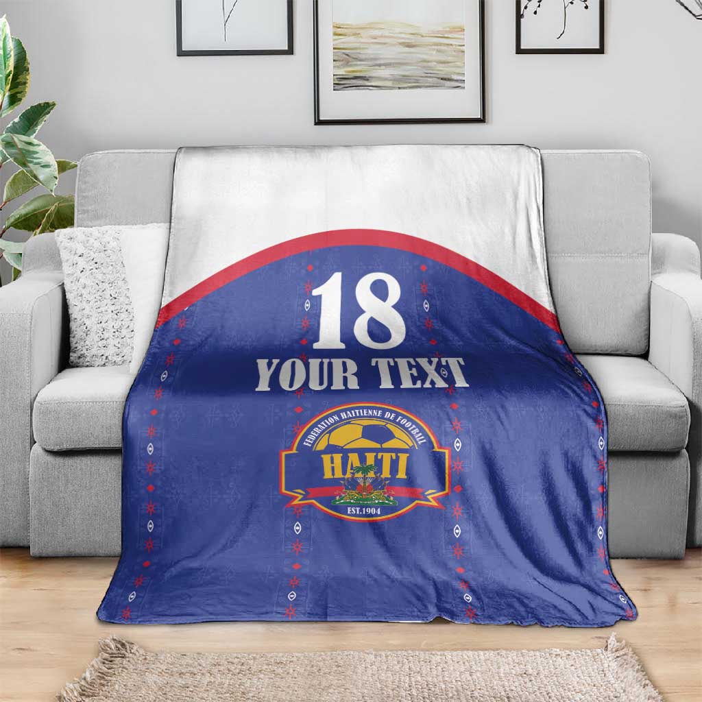 Custom Afro-Haitians Football Pride Blanket Les Grenadiers Veve Vodou Blue Version - African Pride