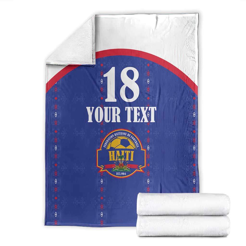 Custom Afro-Haitians Football Pride Blanket Les Grenadiers Veve Vodou Blue Version - African Pride