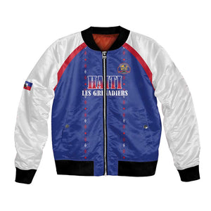 Custom Afro-Haitians Football Pride Bomber Jacket Les Grenadiers Veve Vodou Blue Version - African Pride