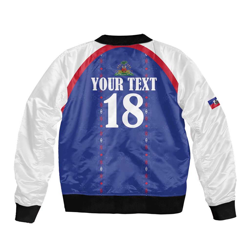 Custom Afro-Haitians Football Pride Bomber Jacket Les Grenadiers Veve Vodou Blue Version - African Pride