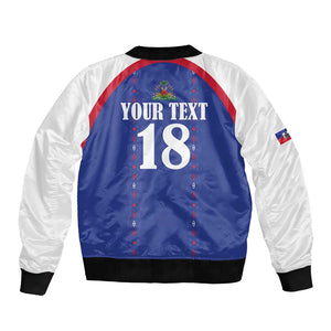 Custom Afro-Haitians Football Pride Bomber Jacket Les Grenadiers Veve Vodou Blue Version - African Pride