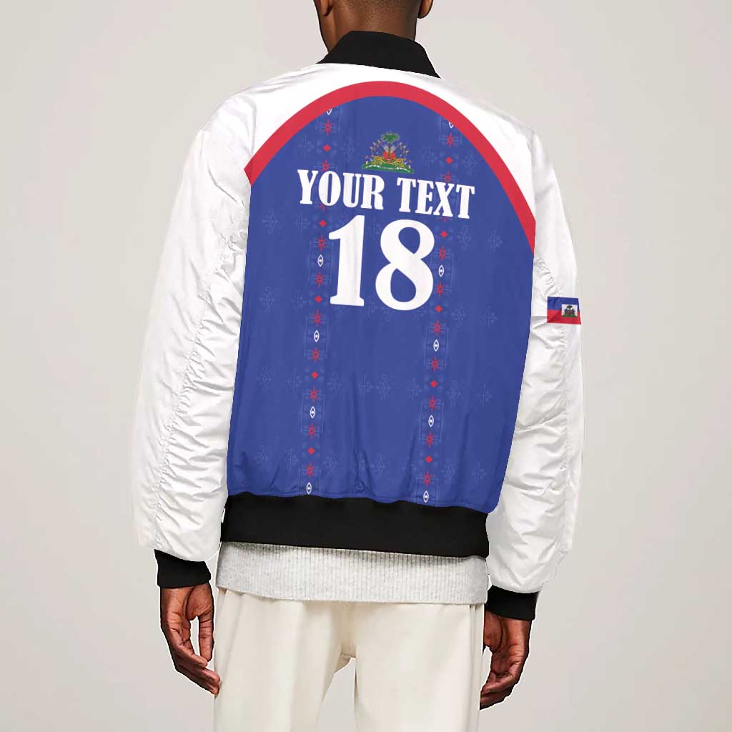 Custom Afro-Haitians Football Pride Bomber Jacket Les Grenadiers Veve Vodou Blue Version - African Pride