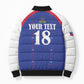 Custom Afro-Haitians Football Pride Bomber Puffer Jacket Les Grenadiers Veve Vodou Blue Version