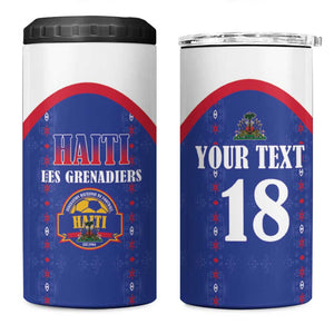 Custom Afro-Haitians Football Pride 4 in 1 Can Cooler Tumbler Les Grenadiers Veve Vodou Blue Version - African Pride