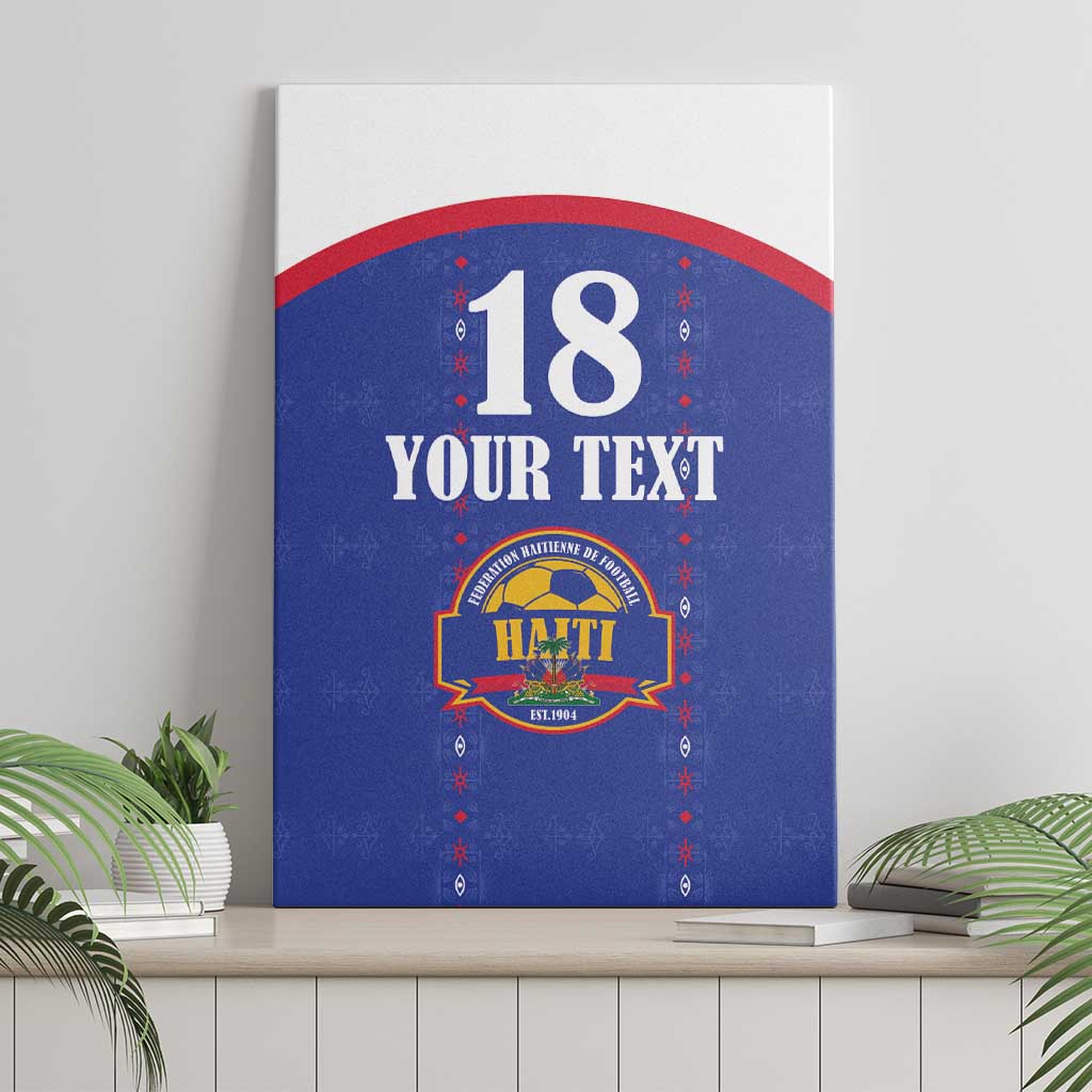 Custom Afro-Haitians Football Pride Canvas Wall Art Les Grenadiers Veve Vodou Blue Version - African Pride