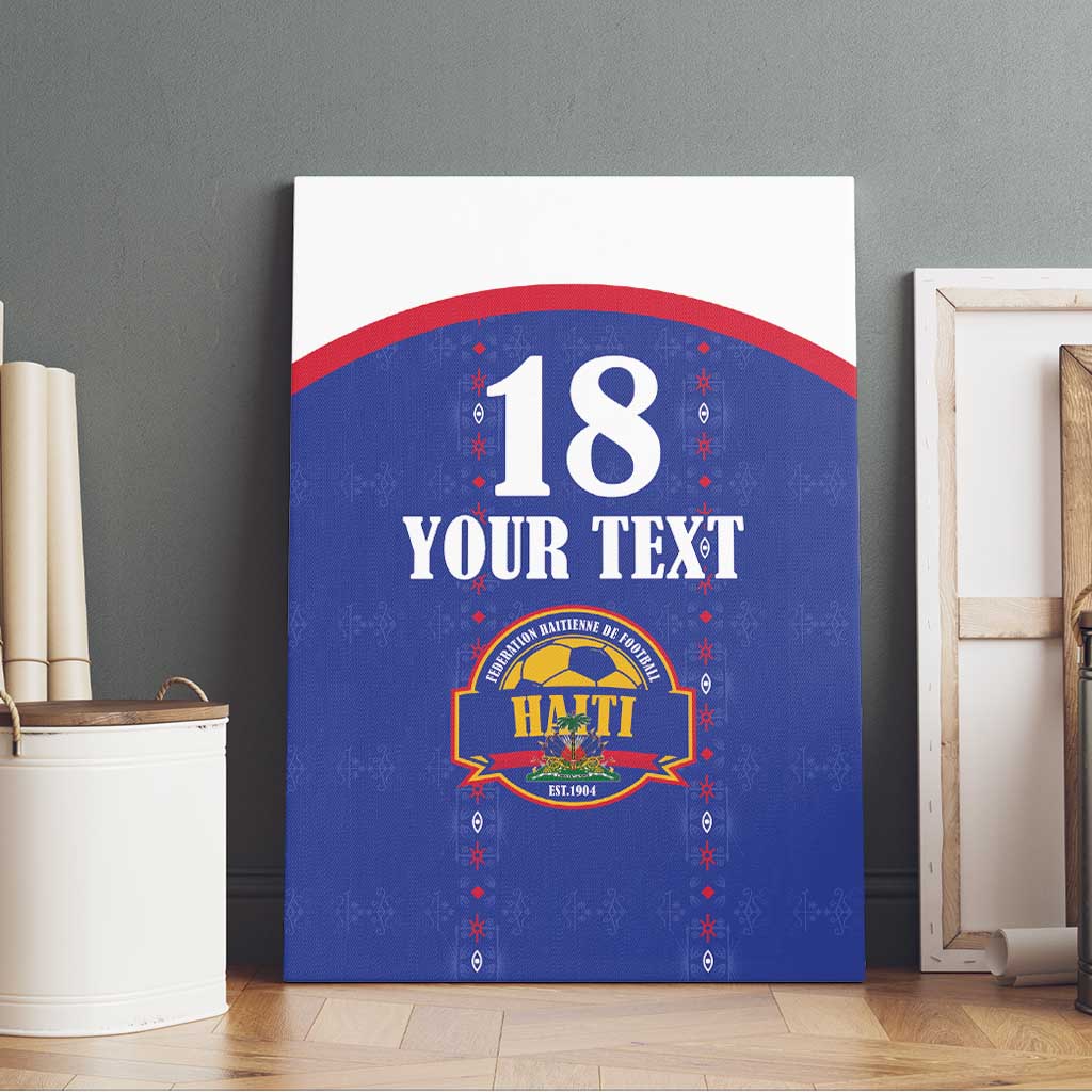 Custom Afro-Haitians Football Pride Canvas Wall Art Les Grenadiers Veve Vodou Blue Version - African Pride