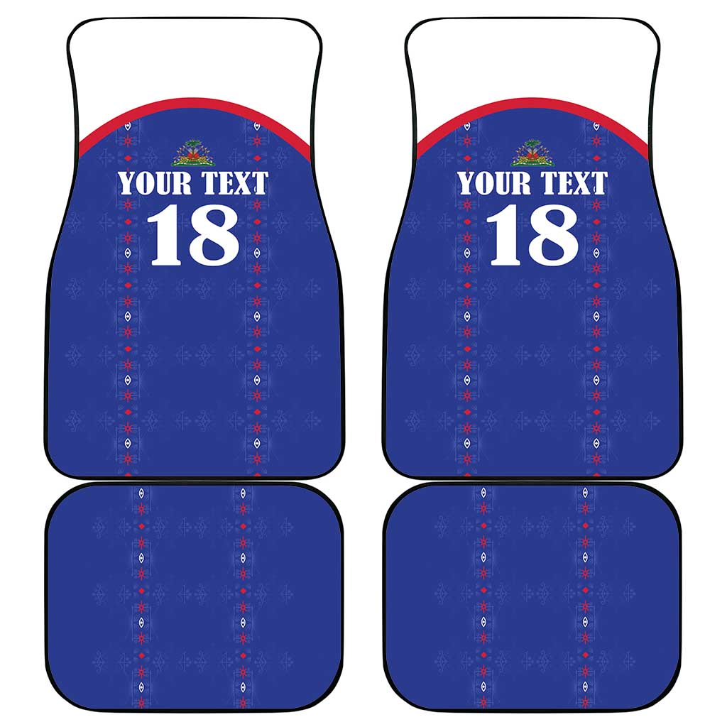 Custom Afro-Haitians Football Pride Car Mats Les Grenadiers Veve Vodou Blue Version - African Pride
