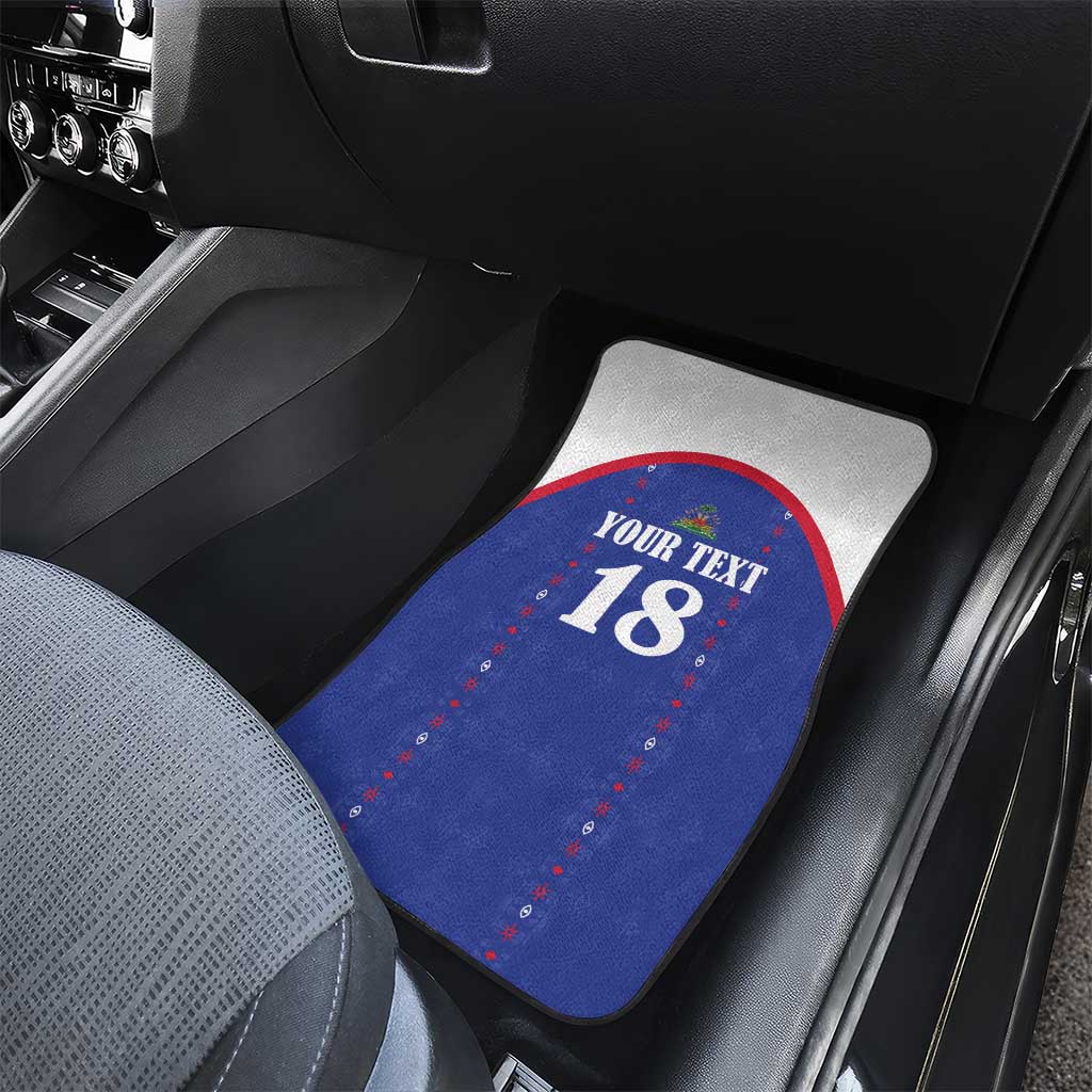 Custom Afro-Haitians Football Pride Car Mats Les Grenadiers Veve Vodou Blue Version - African Pride