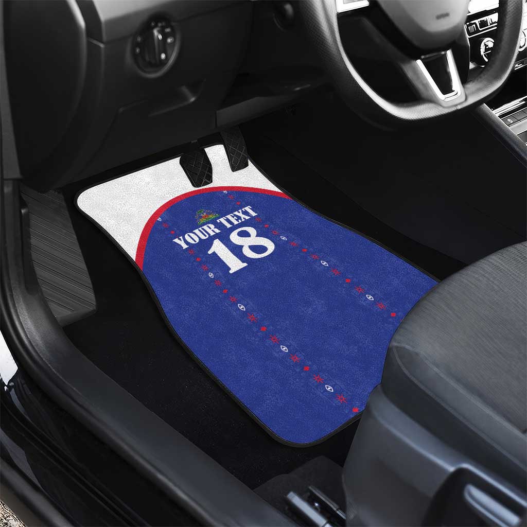Custom Afro-Haitians Football Pride Car Mats Les Grenadiers Veve Vodou Blue Version - African Pride