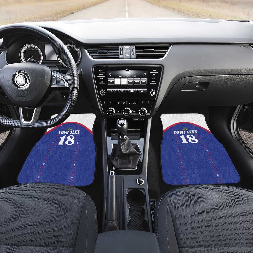 Custom Afro-Haitians Football Pride Car Mats Les Grenadiers Veve Vodou Blue Version - African Pride