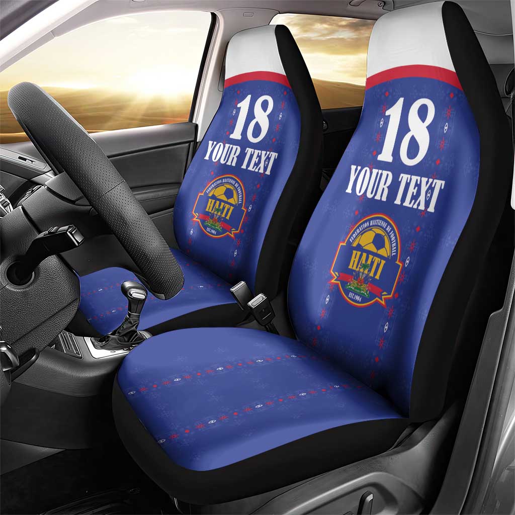 Custom Afro-Haitians Football Pride Car Seat Cover Les Grenadiers Veve Vodou Blue Version - African Pride