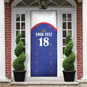 Custom Afro-Haitians Football Pride Door Cover Les Grenadiers Veve Vodou Blue Version