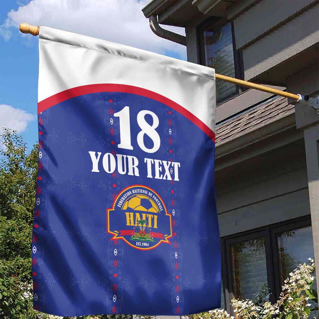 Custom Afro-Haitians Football Pride Garden Flag Les Grenadiers Veve Vodou Blue Version - African Pride