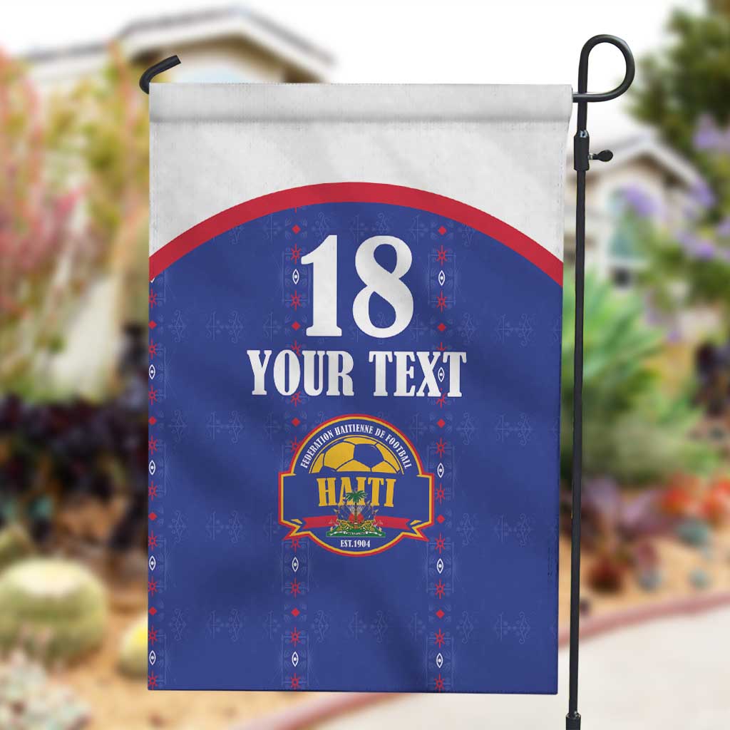 Custom Afro-Haitians Football Pride Garden Flag Les Grenadiers Veve Vodou Blue Version - African Pride